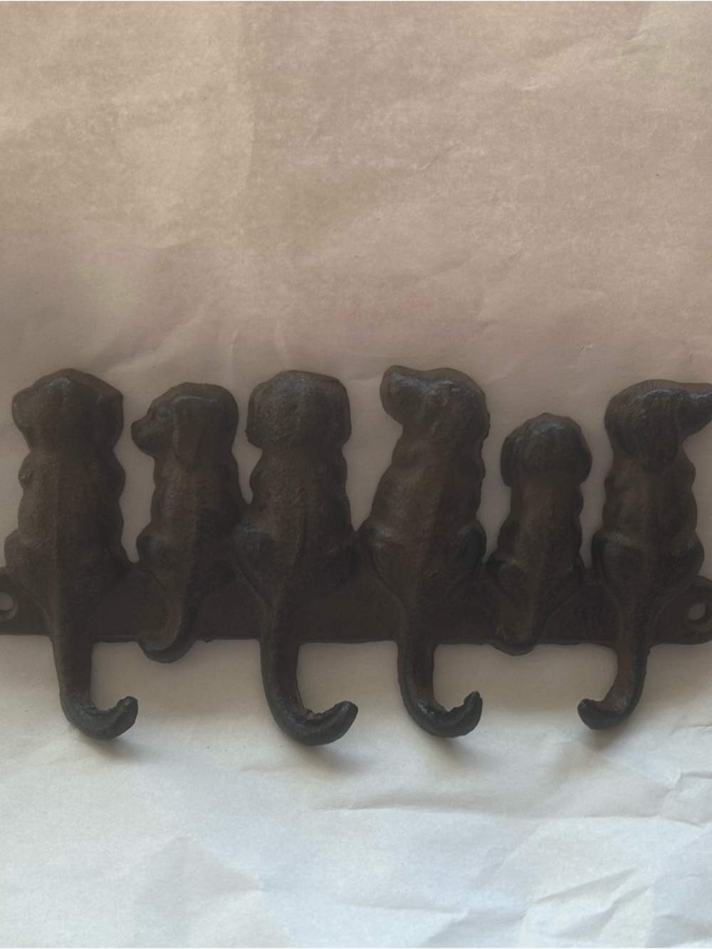 Cast Iron Puppy Hook Rack in Dark Brown